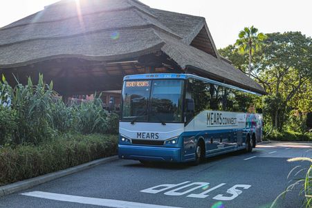 Mears Connect Shuttle in front of a Disney World restaurant
