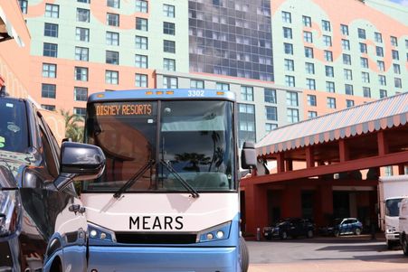 Mears Connect shuttle in front of Disney World resort