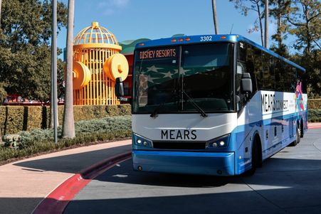 Mears Connect Shuttle in front of large yellow fire hydrant